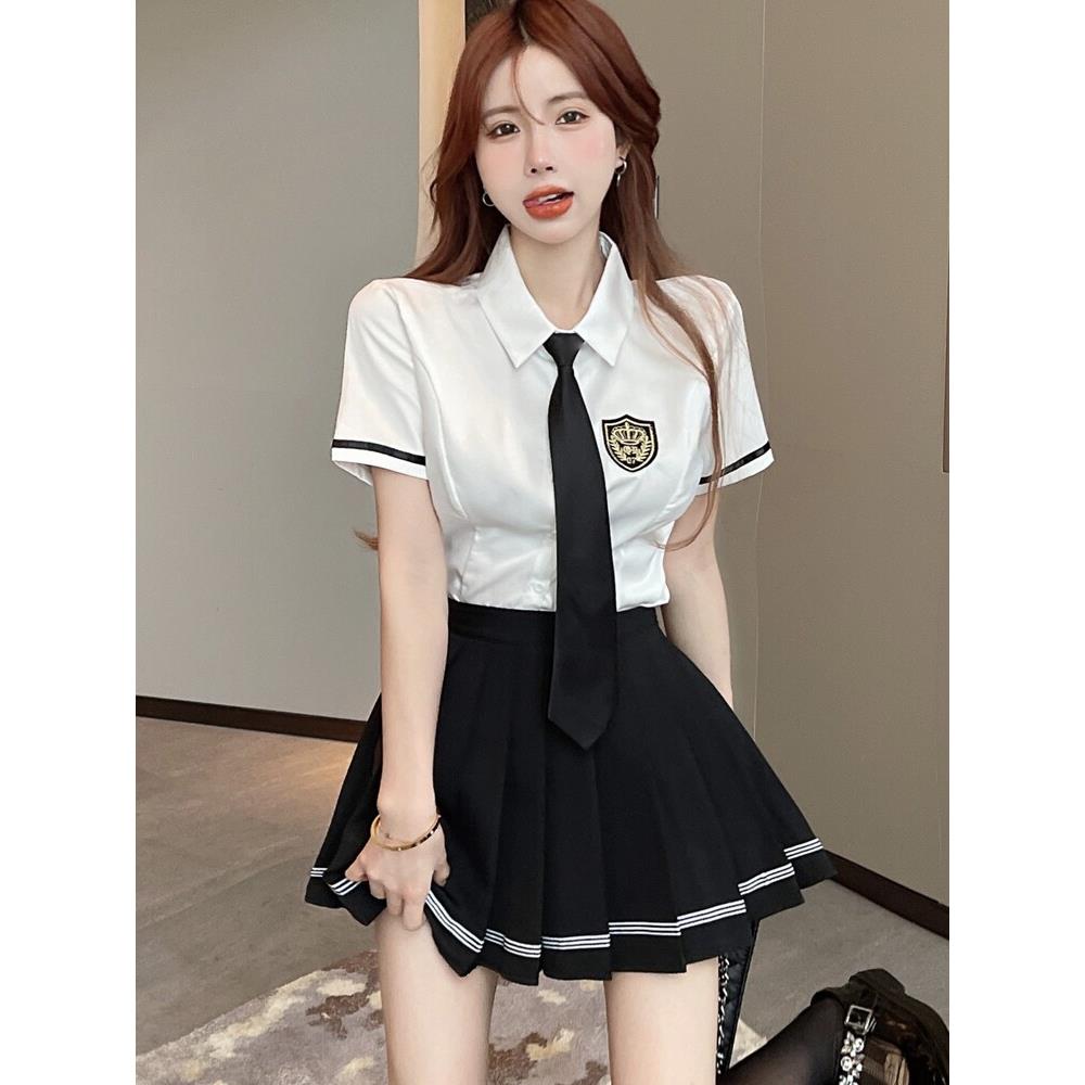 足浴技师工作服足疗气质套装女夏公主学院风制服衬衫百褶裙