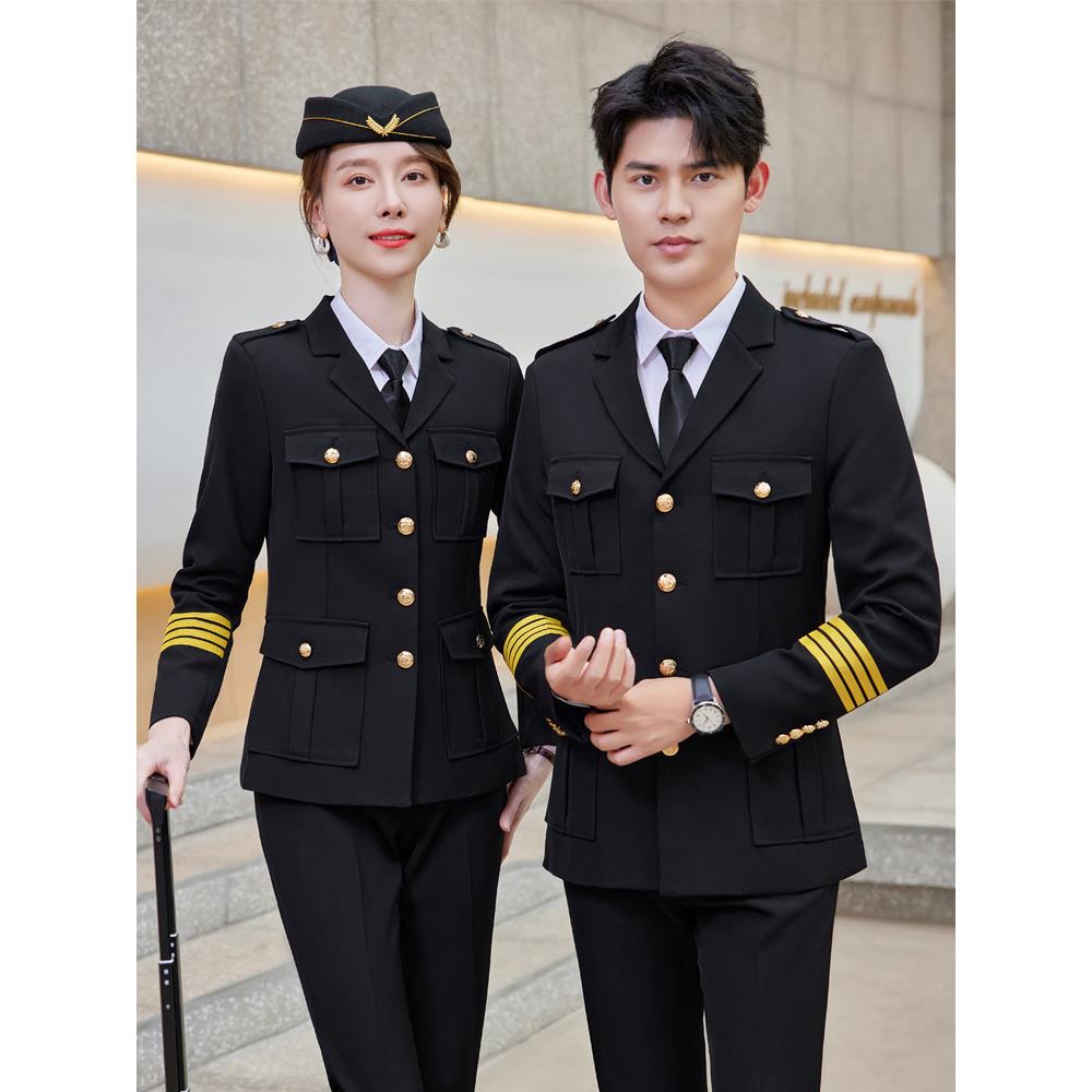 采购产品男士和女士相同的商务服装，军鼓服装套装，机长空姐，军