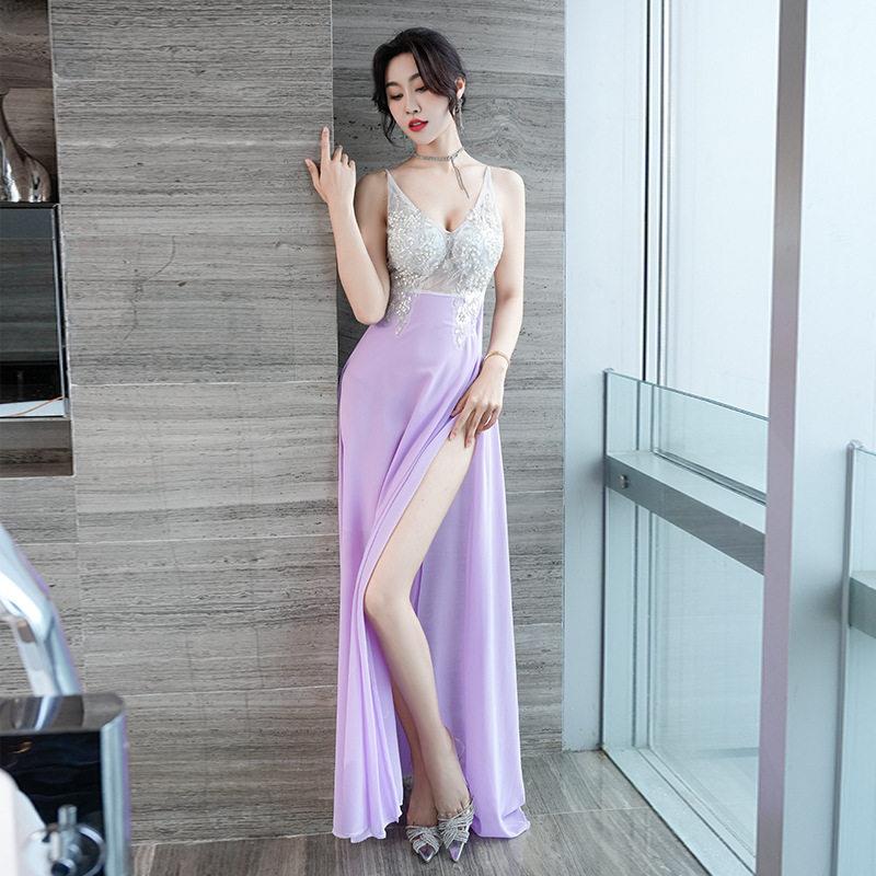 夜场工服足浴按摩柔式桑拿技师工作服长裙晚礼服性感连衣裙