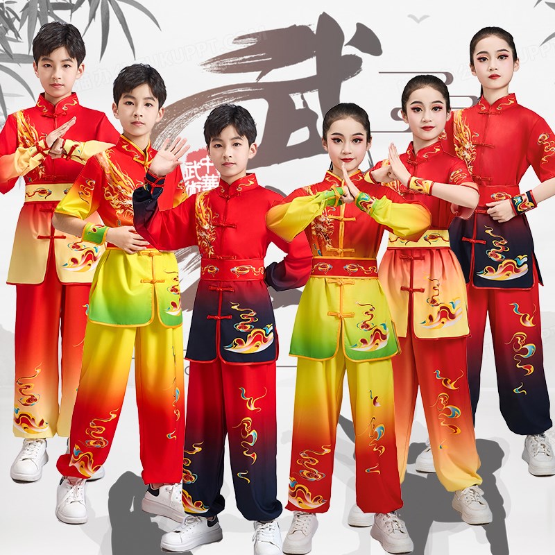 儿童武术服打鼓舞服太极服六一舞台演出服长拳比赛训练练功中国风