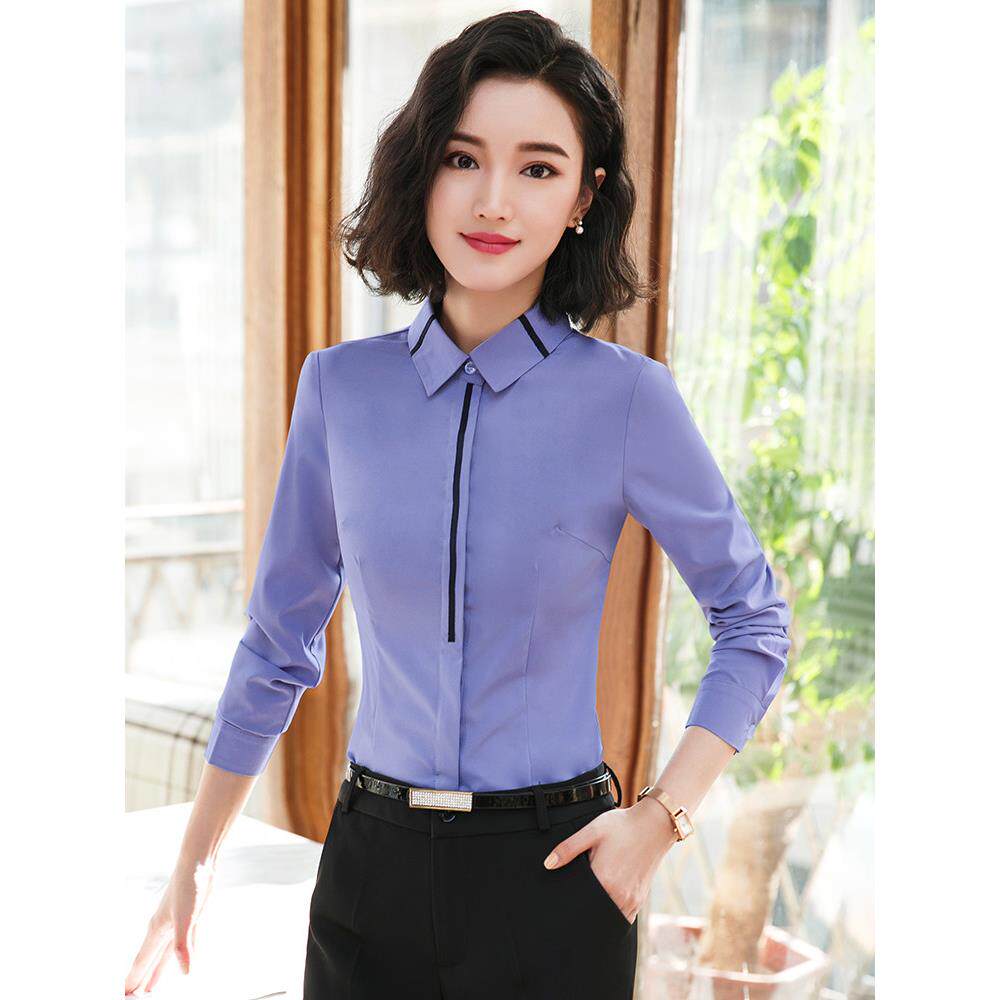 酒店餐厅服务员工作服女春秋长袖衬衫餐饮饭店前台收银员职业套装