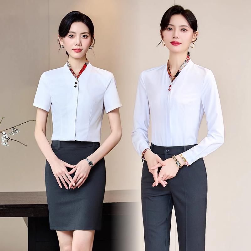 白衬衫女长袖职业装女装正装内搭打底衫竹纤维工作服衬衣女制服