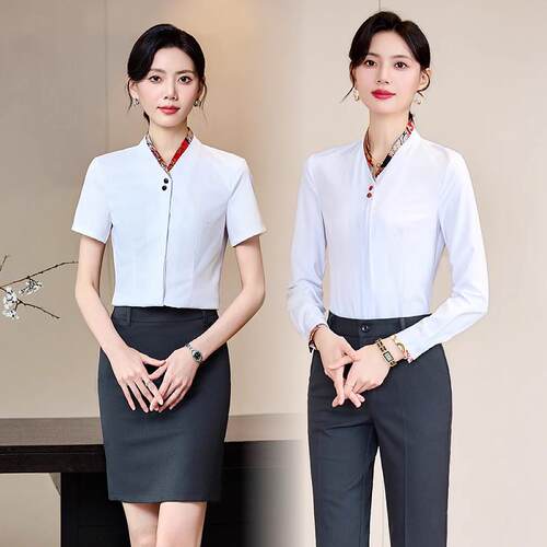 白衬衫女长袖职业装女装正装内搭打底衫竹纤维工作服衬衣女制服