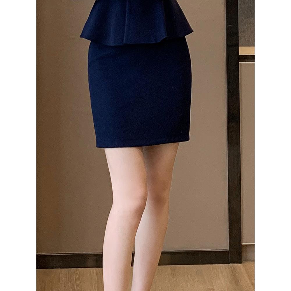 上班服松紧腰字半身裙女春秋冬季纯色百搭高腰显瘦一步裙短裙子