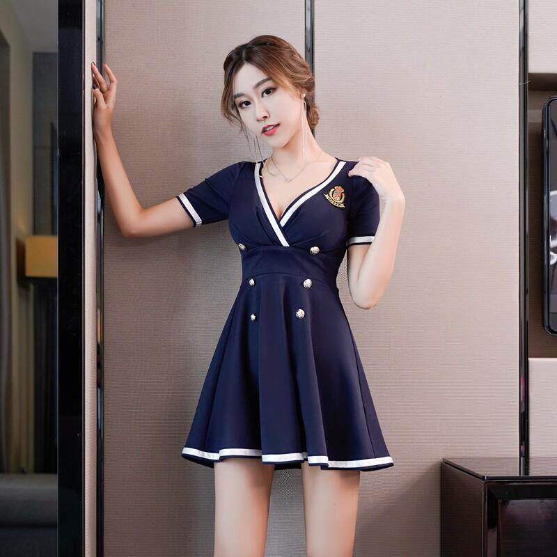 夜场工作服秋桑拿连衣裙显瘦洗浴工装裙足疗女技师衣服夜店女装