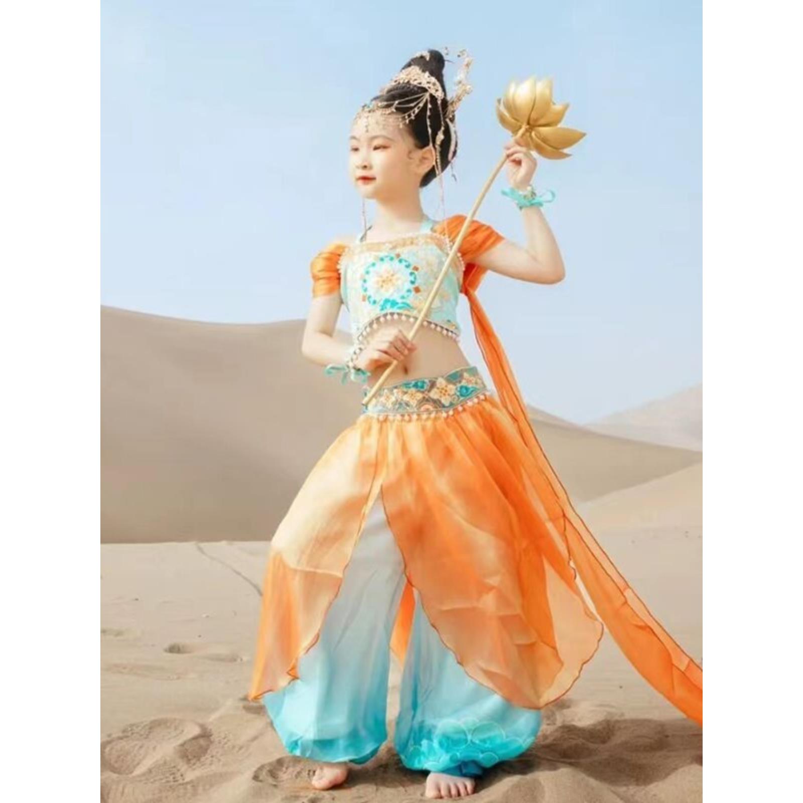 敦煌飞天舞古典女异域风情反弹琵琶表演服中国风汉服舞蹈演出服装