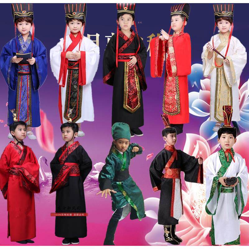 儿童三国演义演出服汉服男童古装三字经国学服装诸葛亮曹操鲁肃男