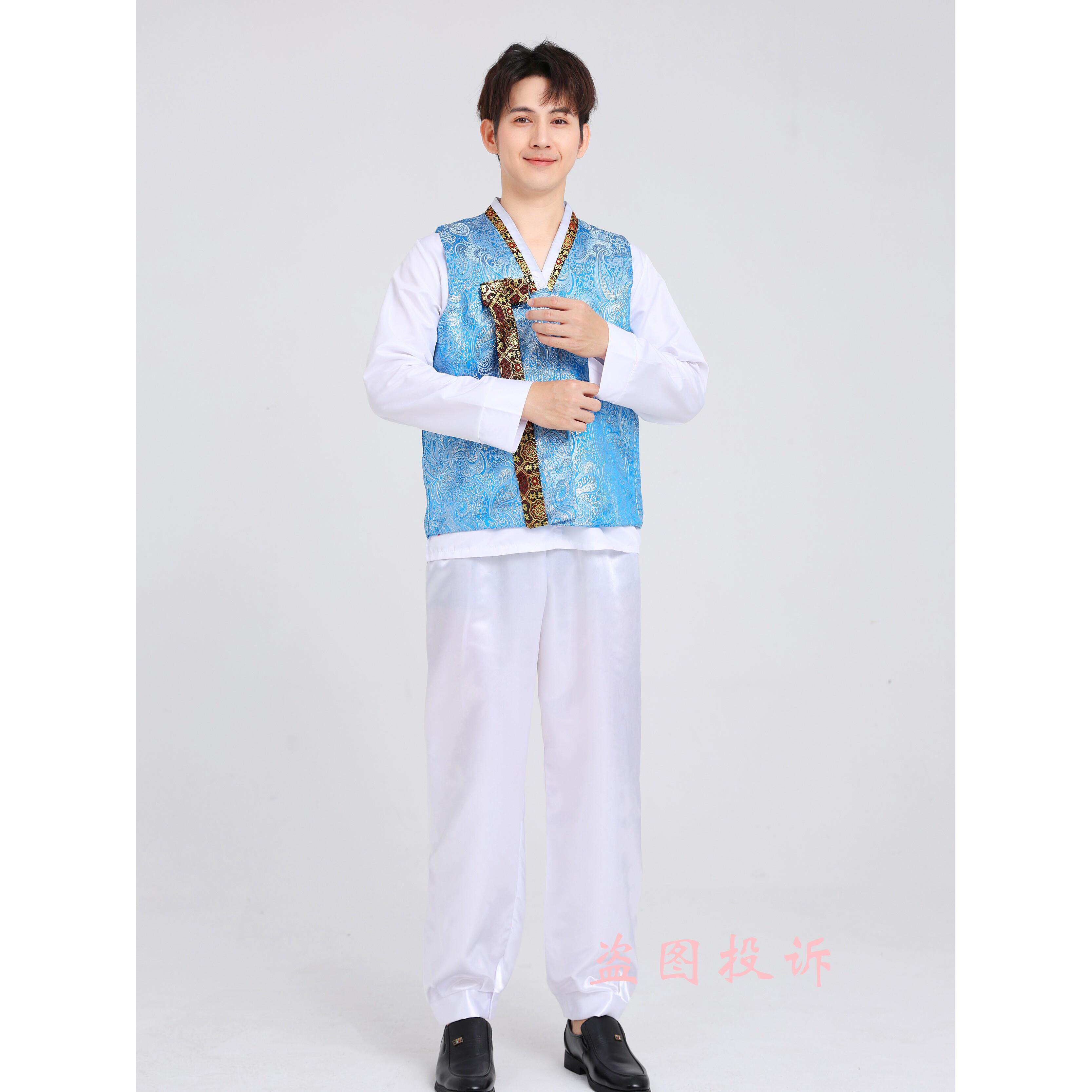 新款韩国传统男士宫廷婚庆日常拍照演出韩服朝鲜民族服舞蹈男古装