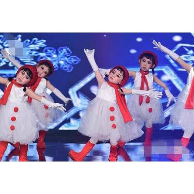 六一耶诞新款雪娃娃表演服雪孩子演出服小红帽雪人宝宝幼儿童服装