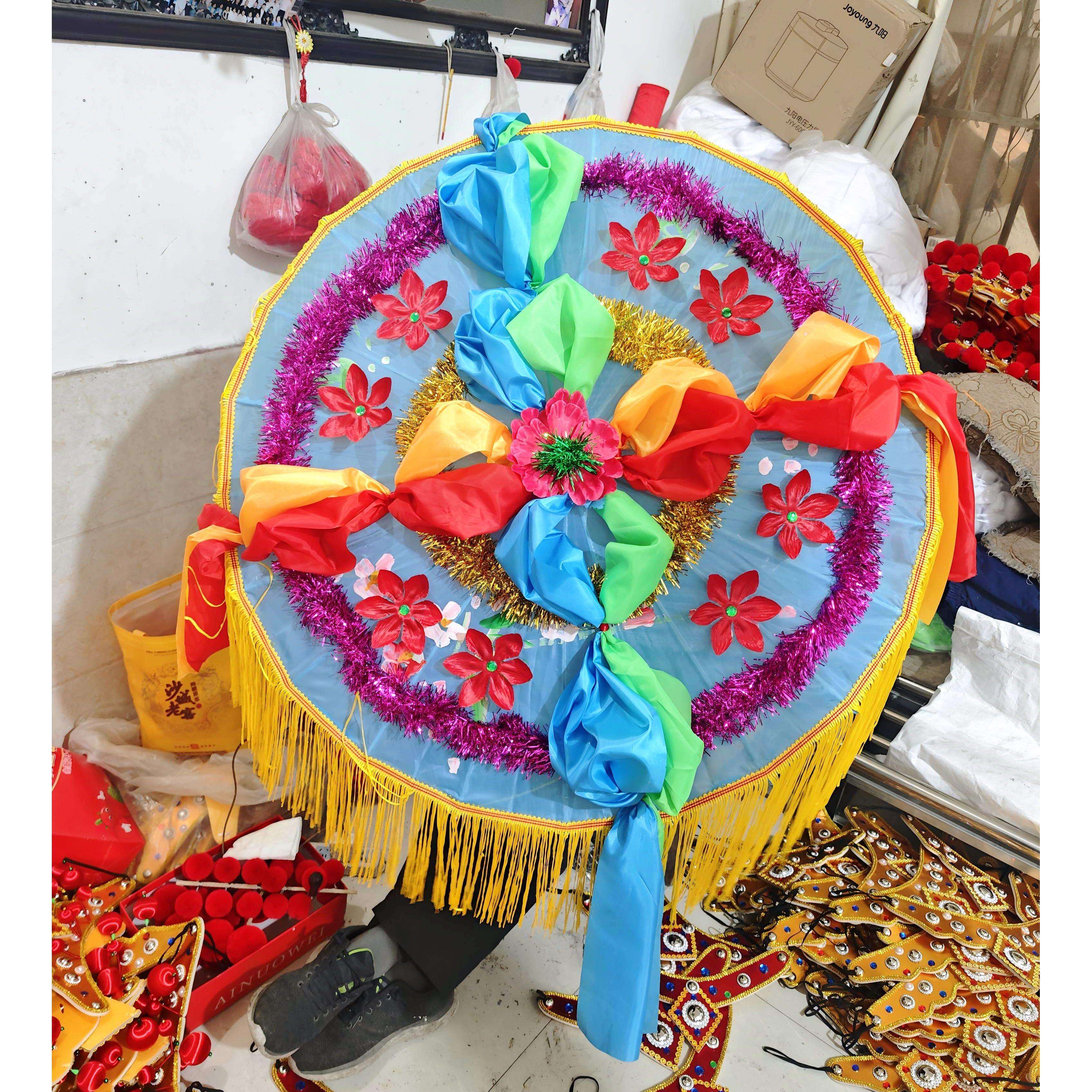陕北新款秧歌花伞舞蹈道具伞跳舞健身手拿秧歌花伞影视演出道具
