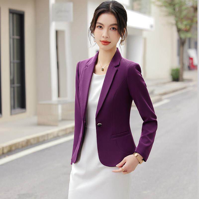 紫色职业小西装外套女秋季2026春秋新款气质高级感小个子正装西服