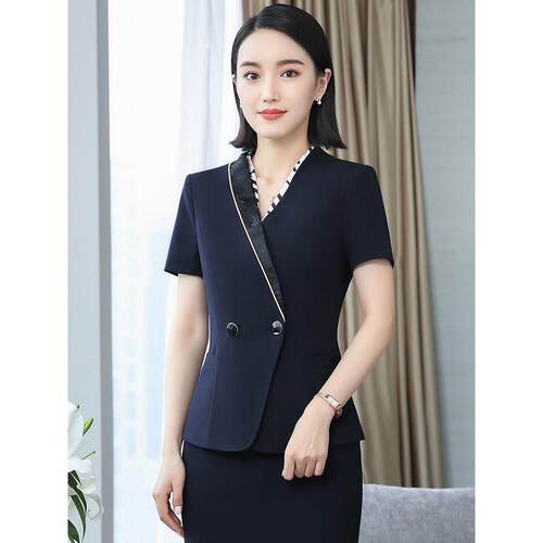 春夏新款短袖套装女职业装酒店前台美容师珠宝店服务员女工作服