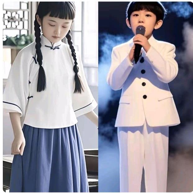 儿童新款民国风合唱演出服男女童中山装毕业班服朗诵演讲比赛礼服