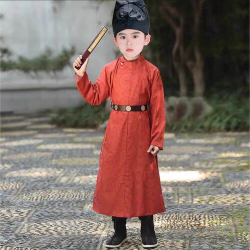 男童汉服唐装唐朝李白服装圆领袍儿童古装书生诗人杜甫古诗演出服