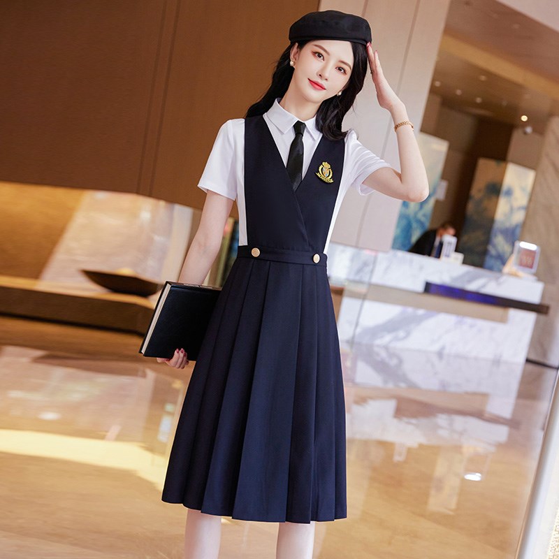 幼儿园老师工作服夏装裙子时尚气质幼师园服制服职业装连衣裙教师