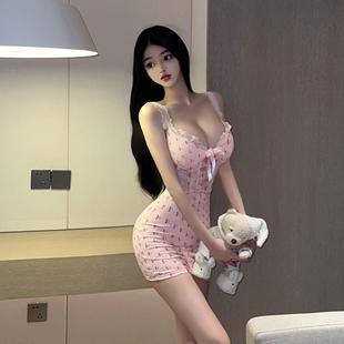 无袖 性感吊带碎花衣裙连小个子甜美纯欲风印花拼接修身 短裙带胸垫