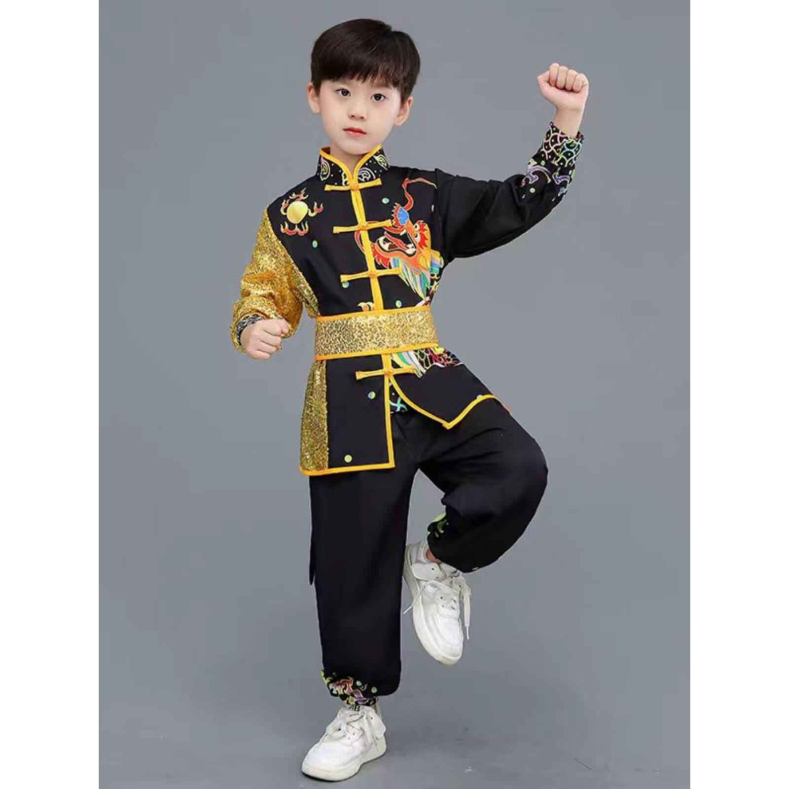 儿童武术服表演服中国风练功服太极拳学生运动会功夫比赛演出服装