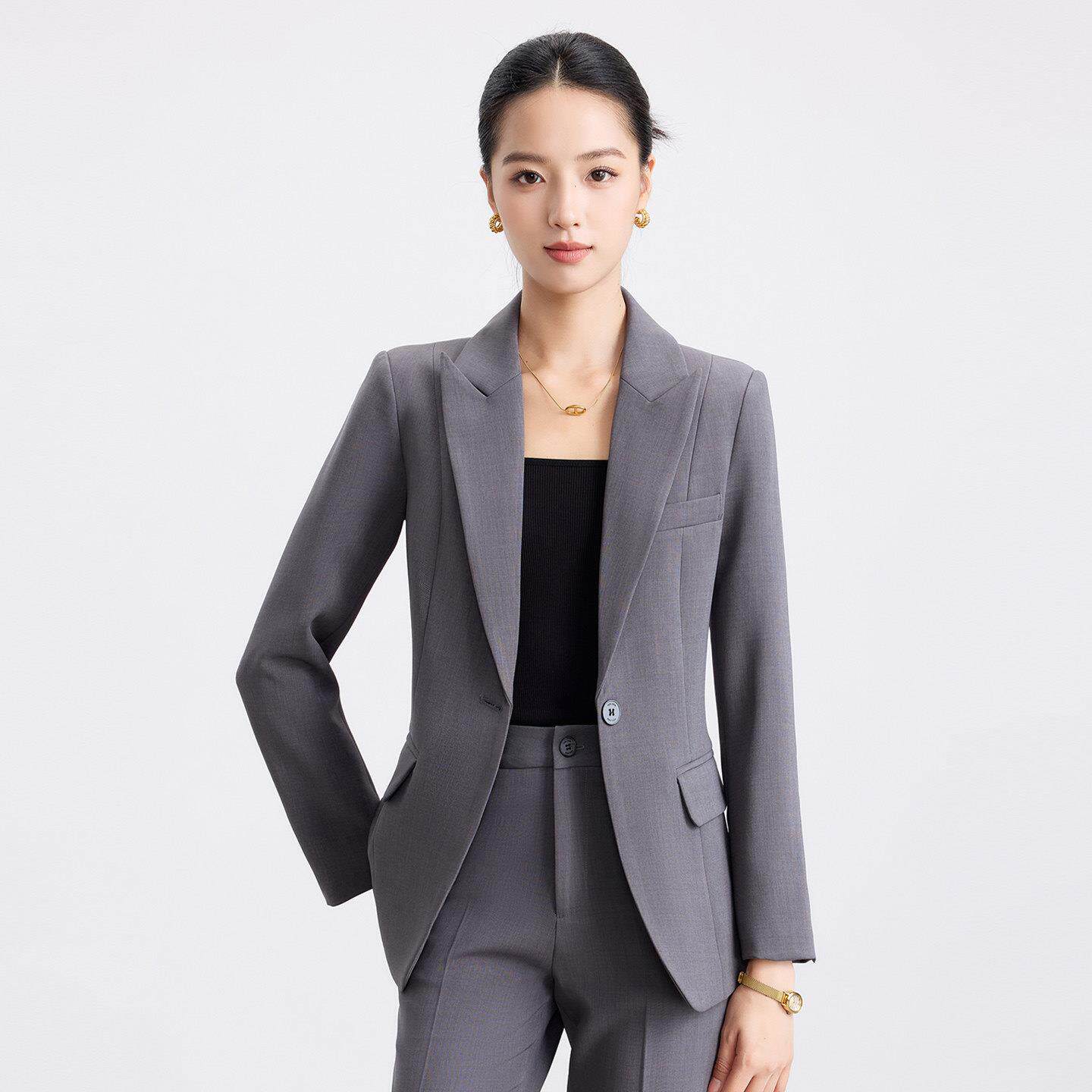 灰色西装套装女春秋2025新款高级感职业装面试通勤正装气质工作服
