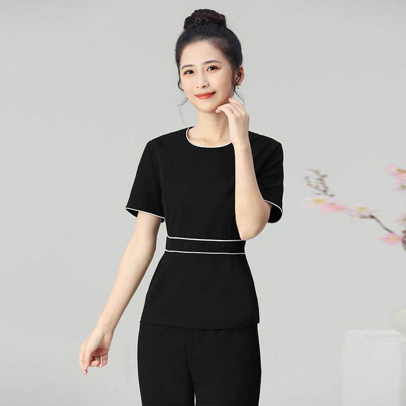 美容师工作服女高端养生馆皮肤管理产后工装气质显瘦头疗粉色工衣
