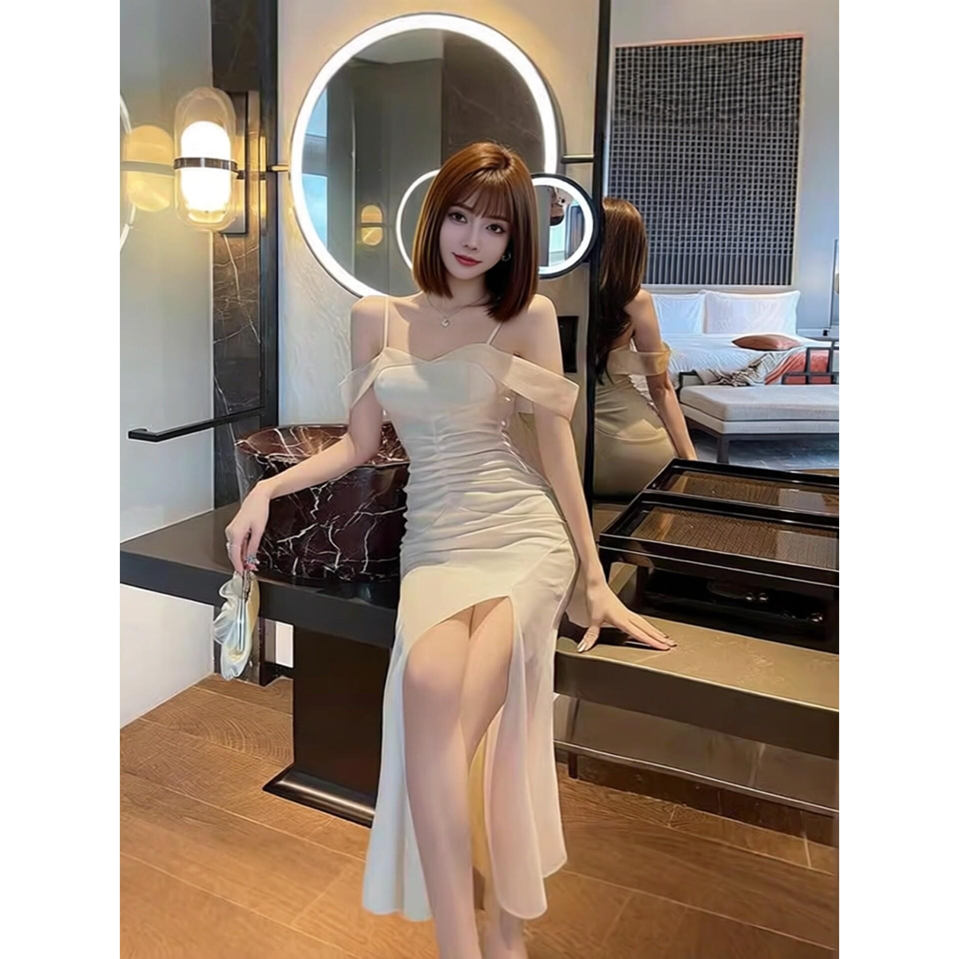 性感吊带晚礼服足浴歌沐足技师工作服气质显瘦连衣裙柔式工作服