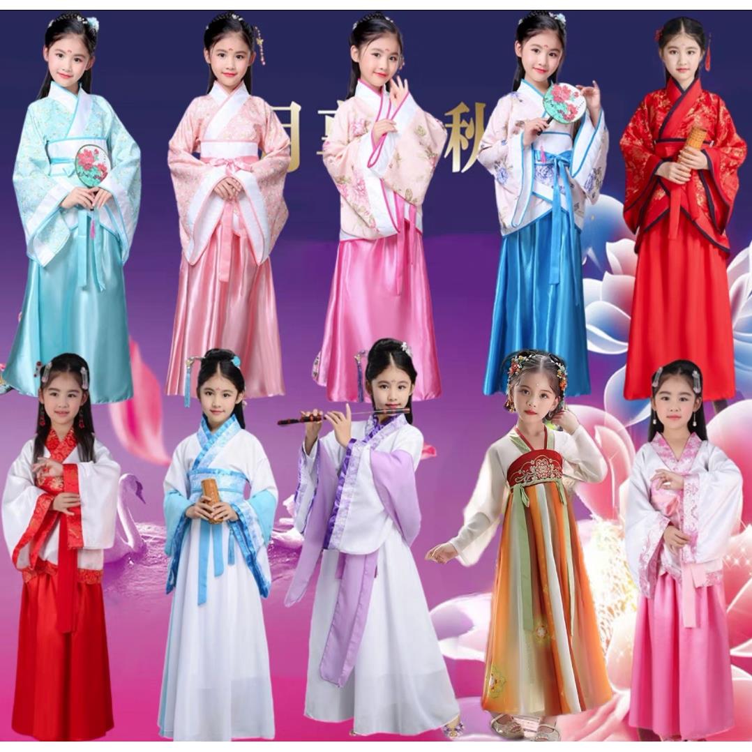 儿童古装女童汉服秦朝宫廷贵妃公主丫鬟三国演义大乔小乔演出服装