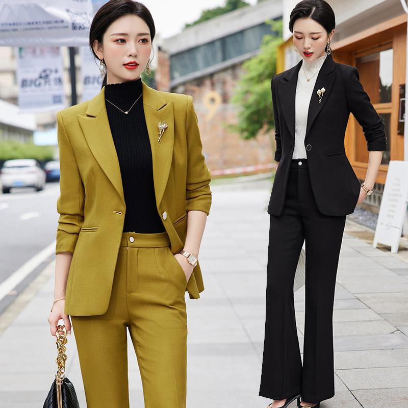 高端职业西装套装女秋冬新款时尚气质女神范洋气减龄阔腿裤两件套