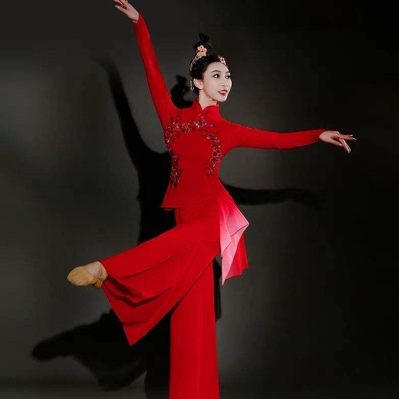 秧歌胶州套装舞蹈演出服两件套裤子新款成人现代舞中国广场舞伞舞