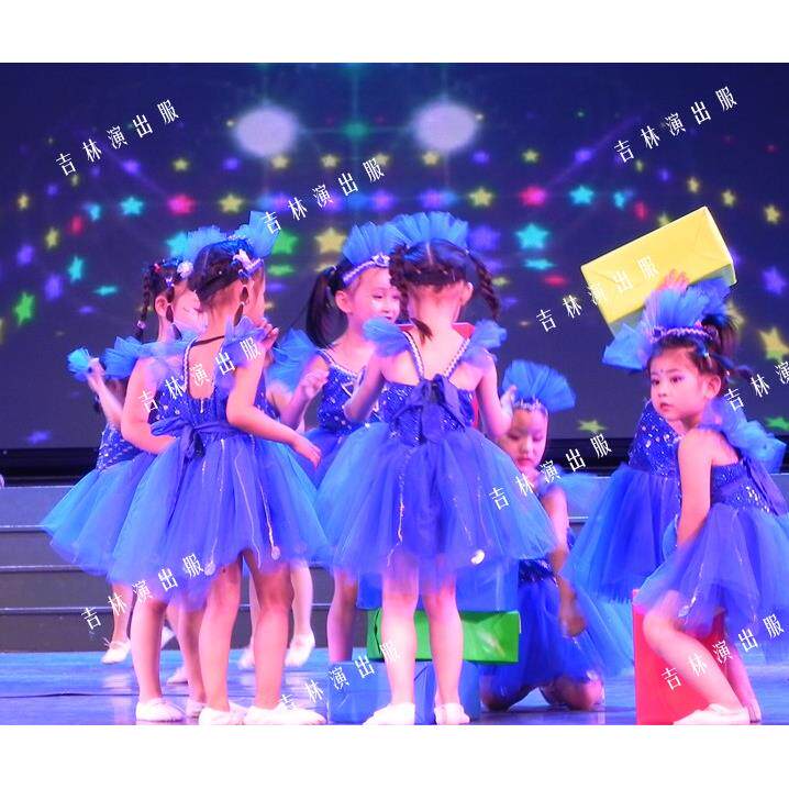 新款儿童小星星演出服星星舞蹈服亮片纱裙表演服蓬蓬裙纱裙表演