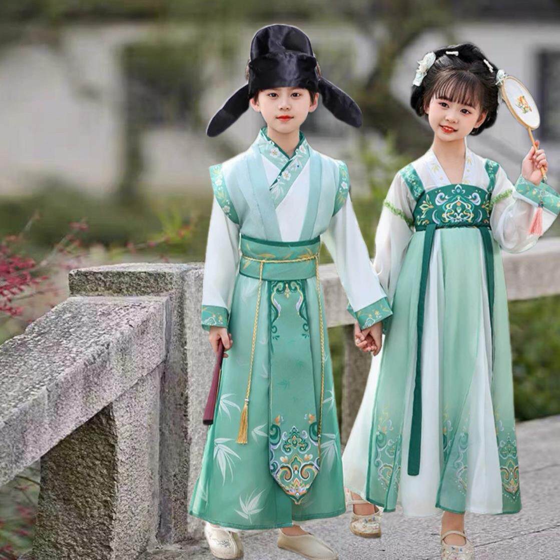 儿童古装汉服唐代开笔礼宋朝国学服李清照诗人书童诗词朗诵演出服