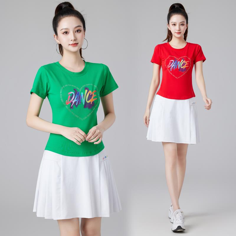 曳步舞服装新款套装短袖短裙健身操团队服时尚运动跳舞服广场舞服