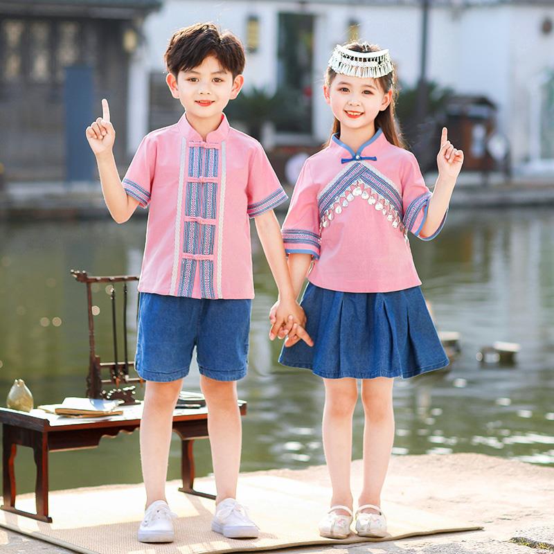 广西三月三壮族少数民族服装夏季幼儿园六一演出服民族风舞蹈服潮