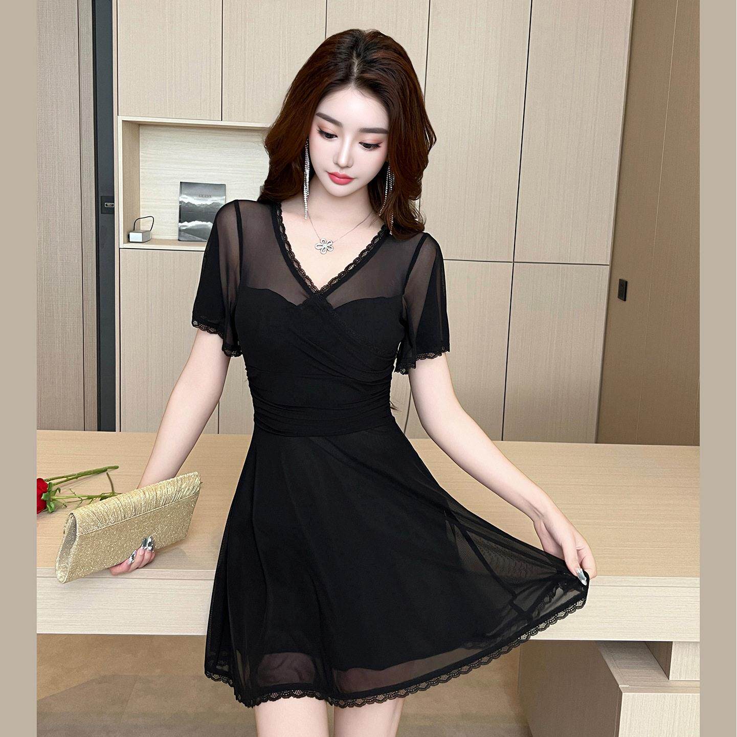 足浴技师工作服女性感低胸气质显瘦夜总店连衣裙大码柔式按摩工衣