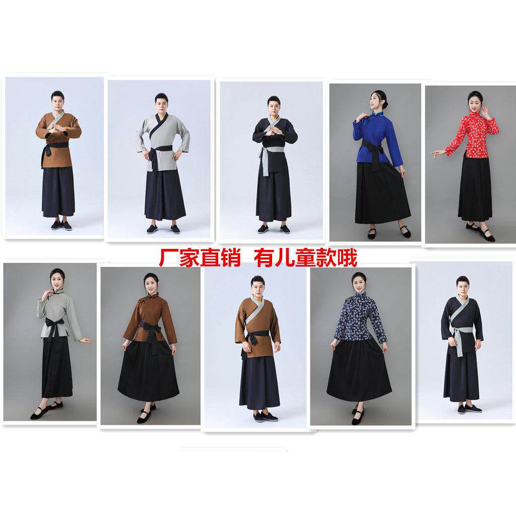 古代农民平民百姓演出服女汉服长裙套装古装店小二村姑丫鬟演出服