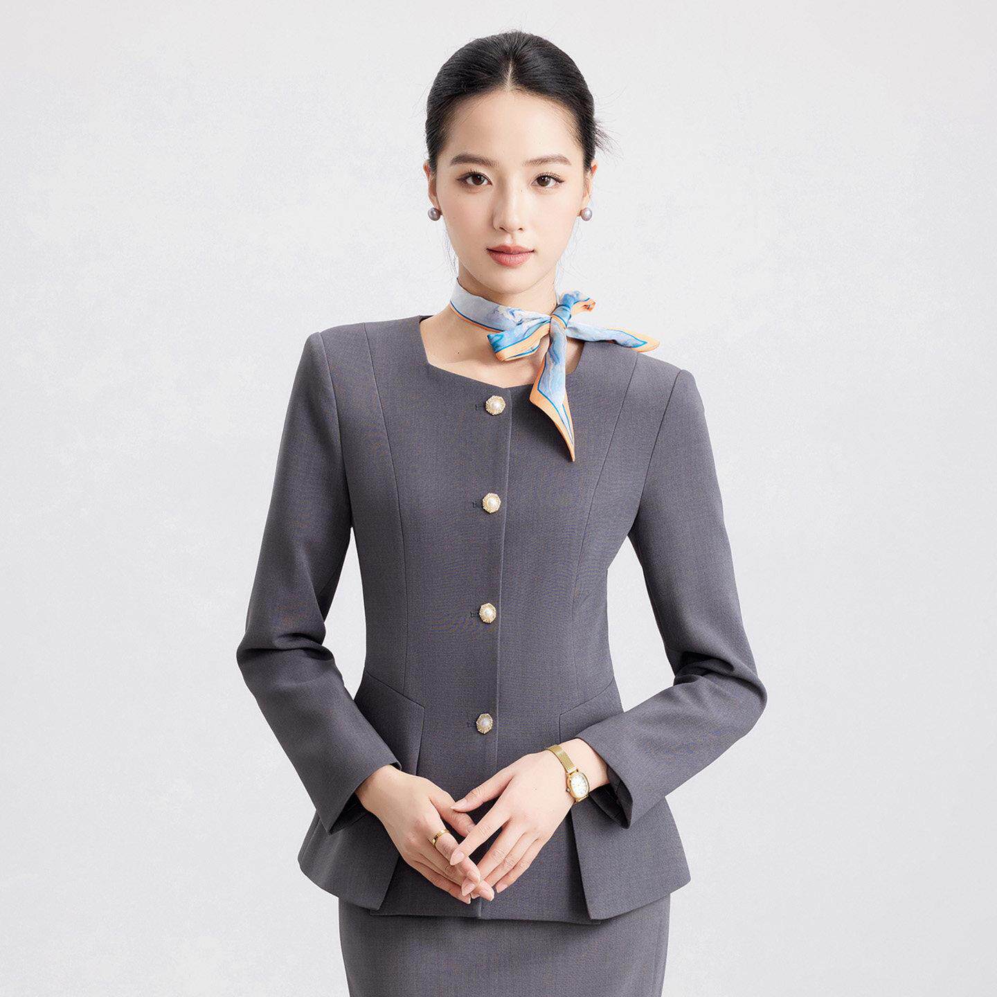 灰色轻职场通勤西装套装女秋季新款小个子高级感职业装气质女神范