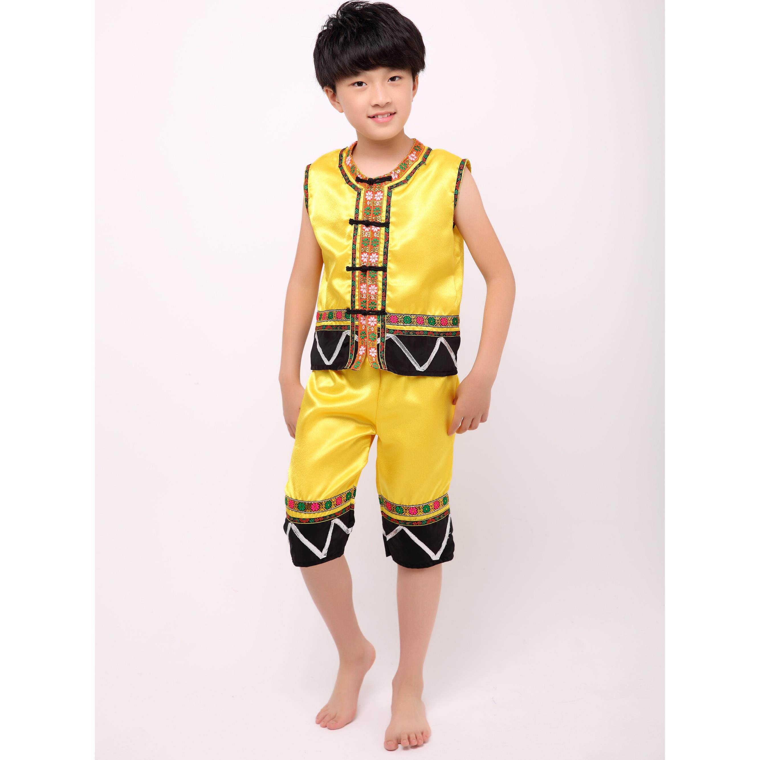 儿童演出服少数民族男童服葫芦丝竹竿舞表演服装傣族苗族彝族舞蹈