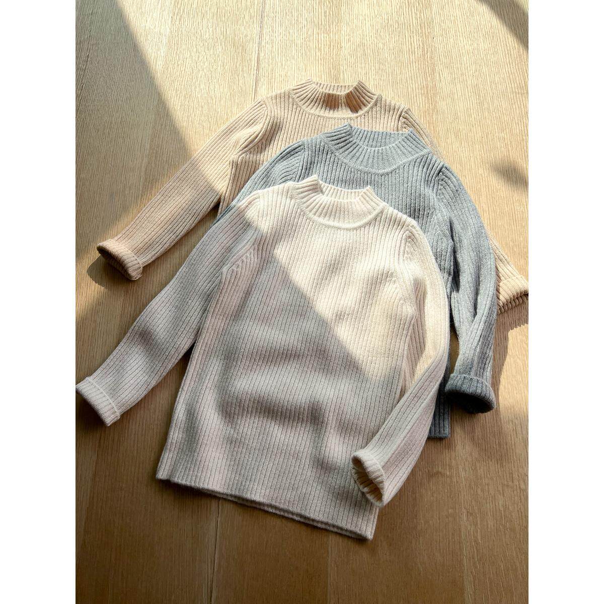 日系简约~半高领羊毛衫90-160儿童男女童高弹力纯色中领套头毛衣