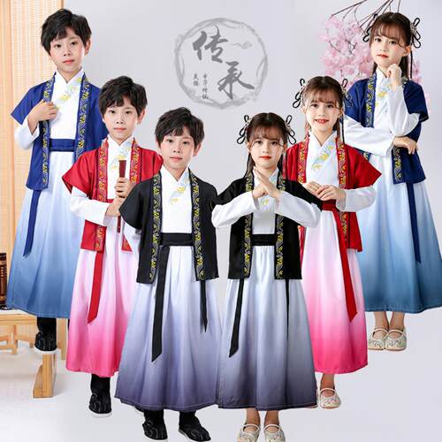 汉服儿童国学服中国风古装书童服装三字经弟子规小学生舞台演出服