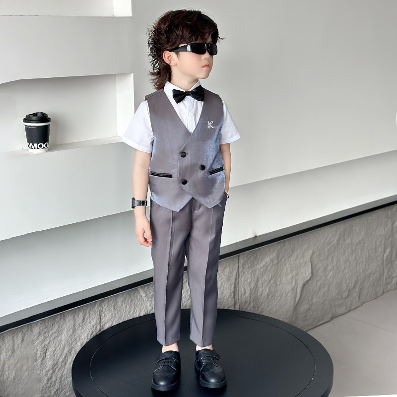 男童礼服西装套装夏季韩版儿童小西服花童婚礼服装高端男孩演出服