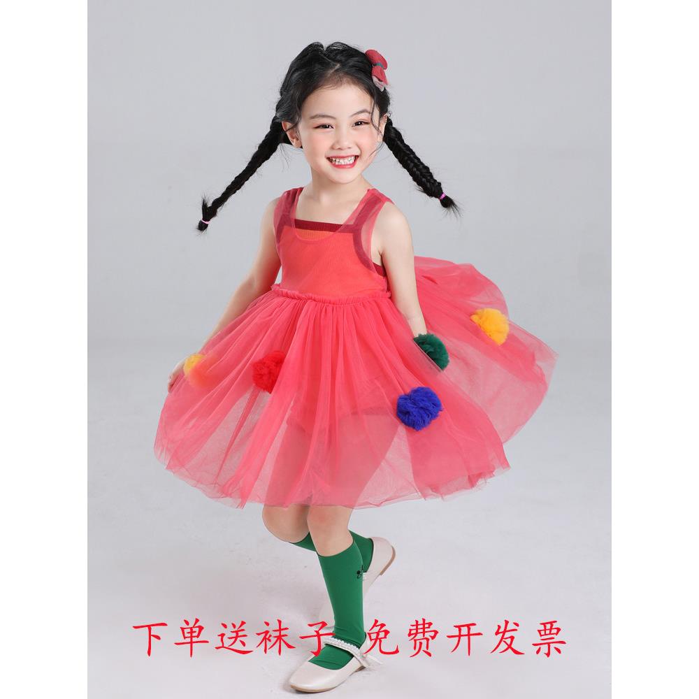 2025夏欣女孩裙薄纱裙女婴公主裙短裙短裙短裙三件套儿童服装表演