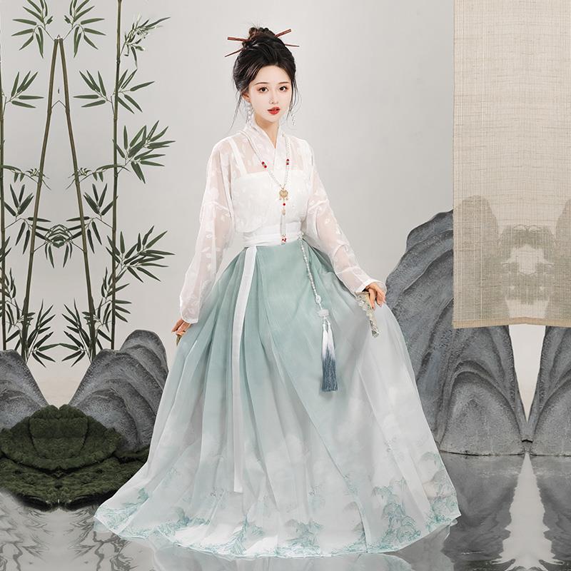 2024新款汉服女新中式改良中国风马面裙小个子连衣裙夏季日常通勤