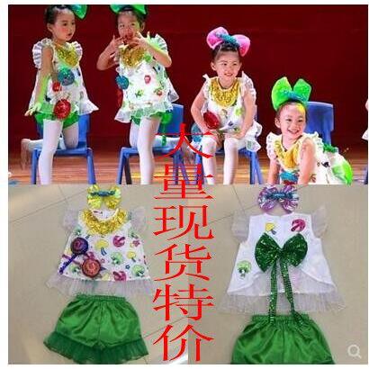 儿童舞蹈我爱吃蔬菜演出服装幼儿群舞表演服饰我爱吃水果舞蹈服