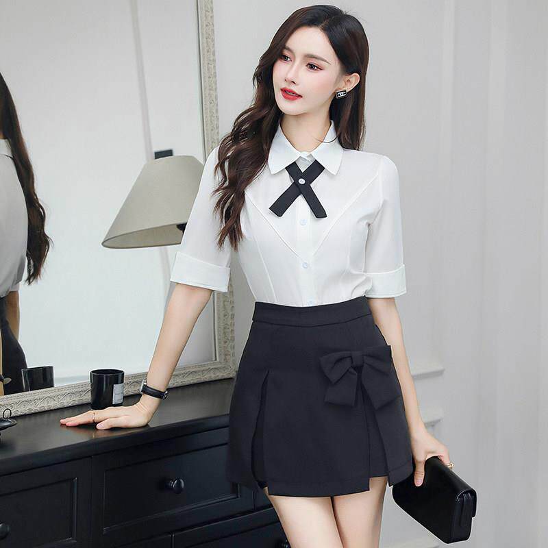 足浴技师工作服女新款气质减龄职业套装足疗店桑拿沐足白衬衫工衣
