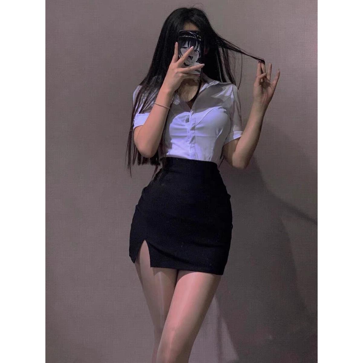新款职业装修身套装蹦迪气质包臀短裙夜场上班性感制服两件套女