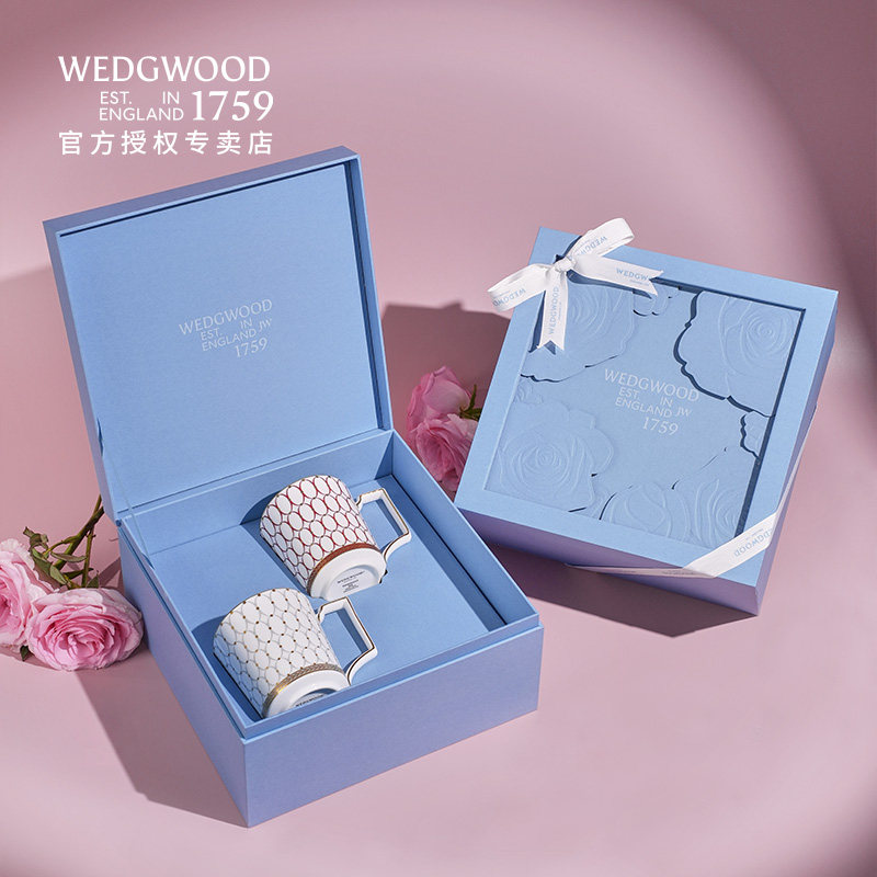 【结婚礼物】WEDGWOOD威基伍德骨瓷水杯马克杯对杯礼盒装情侣水杯