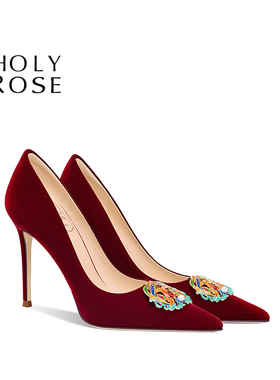 HolyRose【凤凰于飞】中式酒红色秀禾婚鞋新娘鞋礼服敬酒鞋高跟鞋