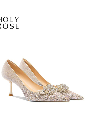 HolyRose【心之悦动】婚鞋礼服鞋新娘鞋订婚高跟鞋女公主风水晶鞋