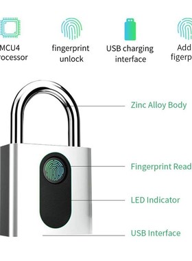 Fingerprint Padlock - Smart Keyless Biometric Lock 适用于