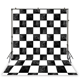 Black And White CHECKERED Pattern Backdrop Birthday Portrai