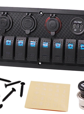 8 Gang Rocker Switch Panel Circuit Breaker Overload Protecte