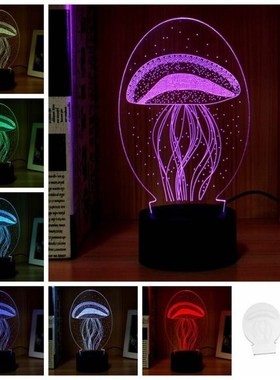 Sea Jellyfish LED 3D Lamp Illusion Touch Night Light Multico